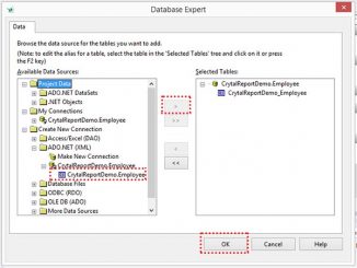 Crystal Reports เชื่อมต่อ Database Fields แบบ ADO.NET (XML)